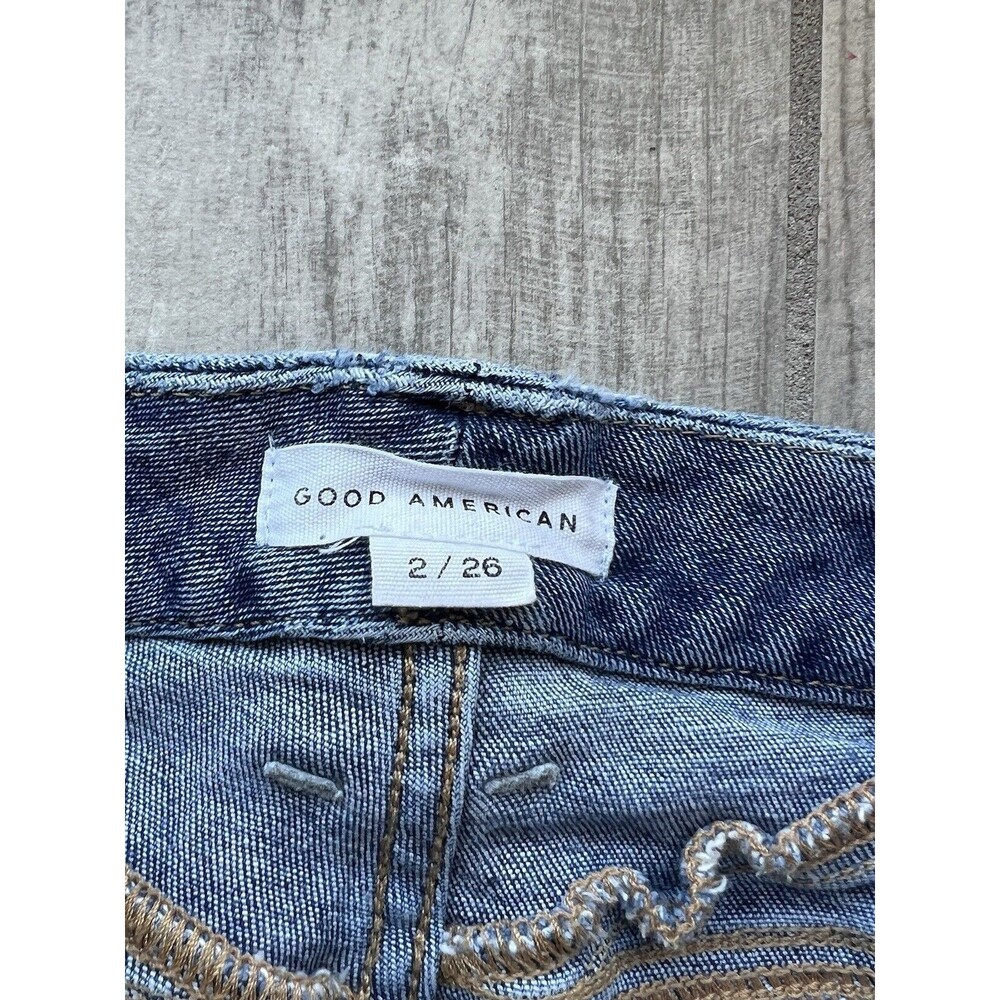 Good American GOOD LEGS STRAIGHT JEAN GSPBY941T Deco Yoke High Rise Stretch 2 26 - Picture 11 of 15
